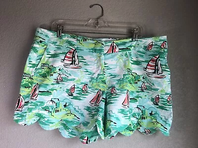 Crown & Ivy Shelby Scalloped Shorts Size 16 Colorful Sailing Short Scallop Cute • £16.89