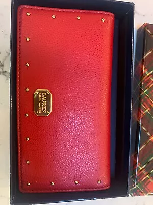 LAUREN RALPH LAUREN Women's Leather Slim Snapped-Closure Wallet Cobden • $39.99