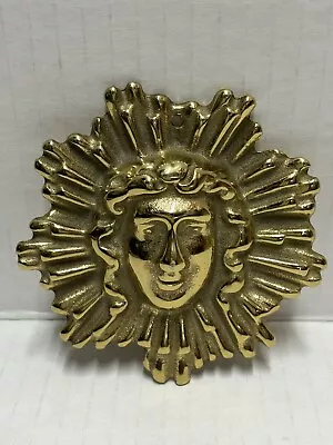 Brass Medusa Wall Hanging Small 3.25” Tall Signed 1990 The New Port Collection • $34.98