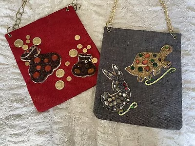 Vtg MCM Caron Of Houston Texas Purse Shoulder Bag Lot Of 2 Rabbit Turtle / Coin • $30.80