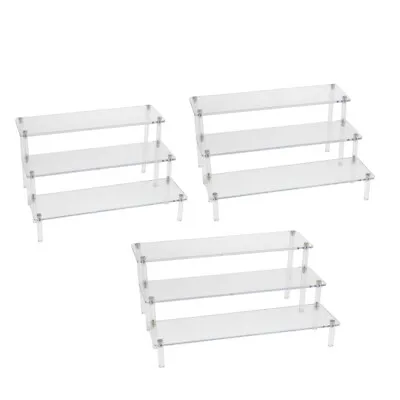 3-Tier Acrylic Rack Perfume Doll Model Car Ladder Display Stand Risers Shelf • £11.29