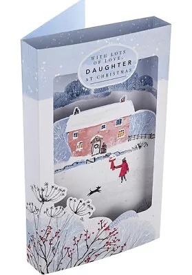 With Lots Of Love Daughter At Christmas - Large 3D Hallmark Christmas Card • £1.30