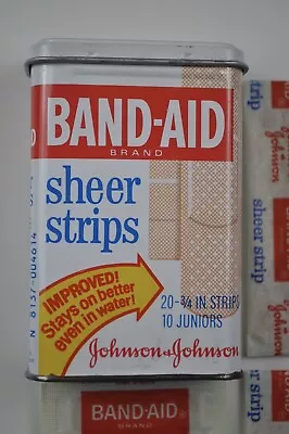 Vintage Band-Aid Box Metal Box Johnson & Johnson Sheer Strips With Bandaids • $12