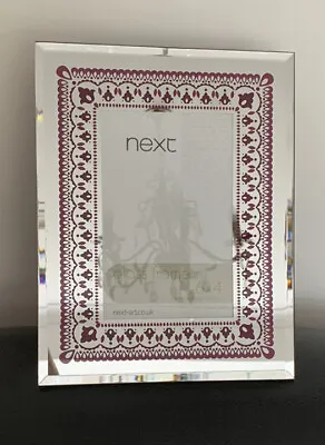 Next Mirrored Glass Photo Frame  4” X 6” Picture Frame  Printed Pink  Design • £10.79