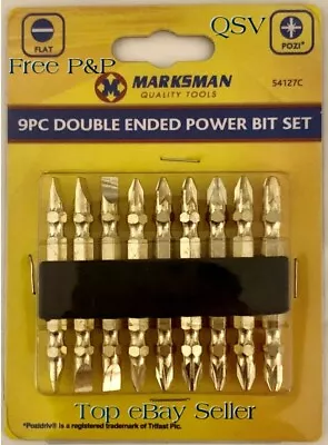9pc Gold Double Ended Screw Bit Set Assorted Pozi & Flat Power Bits Screwdriver  • £3.95