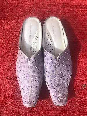 Django & Juliette Mauve/purple Leather & Lined Slip On Shoes Sz 39/8 Vgc • $35