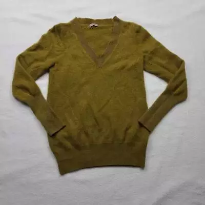 J.Crew Womens Pullover Boyfriend Sweater Green Cashmere Long Sleeve V Neck S • $28.99