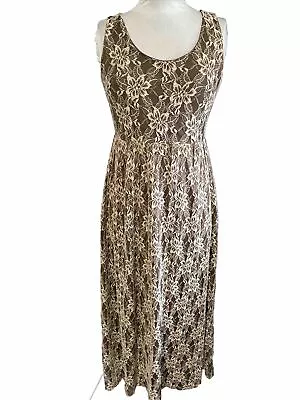 Anthropologie A’reve Stretch Lace Overlay Sleeveless Maxi Dress MED Beige Brown • $14.99