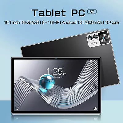 10.1'' 5G WIFI Android13 BT5.0 Tablet 8GB+256GB Dual Camera Pad 10-Core 7000mAh • $148.05