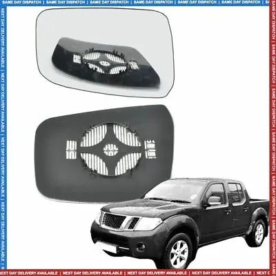 For Left Passenger Side Mirror Glass For Nissan Navara 07-15 Heated (round Clip) • £16.20