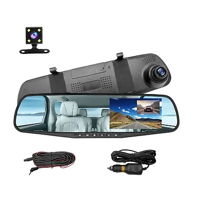 Mirror Dash Cam For Car 4.3  Backup Smart Rearview Mirror Camera Waterproof... • $51.70
