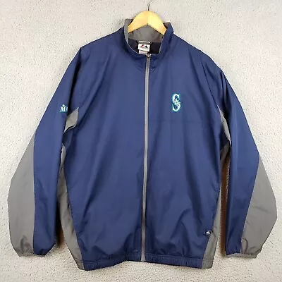 Seattle Mariners Majestic Blue Windbreaker Jacket Size 2XL Full Zip • $19.99