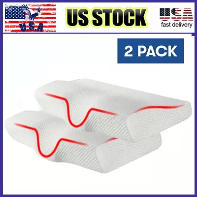 2 Pack Memory Foam Pillow Contour Neck Back Support Orthopaedic Firm Head Pillow • $22.95