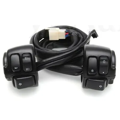 Black Motorcycle 1  Handlebar Control Switches W/ Wiring Harness Kit For Harley • $25.98
