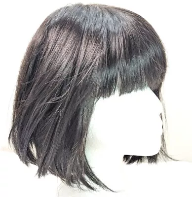 Vintage Short Bob Wig Bangs Rene Of Paris Black Dark • $27.99