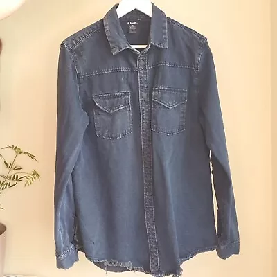 Ksubi Savage Heavy Denim Shirt M Light Jacket Button Up Dark Blue Street Unisex • $70