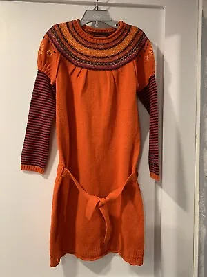 Catimini Girl Dress Size 7 Orange Coral Wool • $19