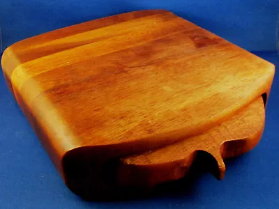 Vintage Danish Modern Curved Edge Cheese Board With Slide Out Tray  • $150