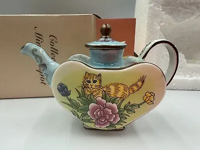 Vintage Miniature Collectibe Hand  Painted Heart Shaped Cat Teapot New In Box • $28