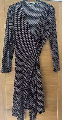 Mango Suit-Striped  Wrap Around Dress -Size Small-Non-iron-Good Used Condition • £4.99