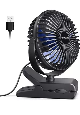 USB Clip On Fan Portable Small Fan With Cord Powered 3 Speeds Strong Airflow  • $15