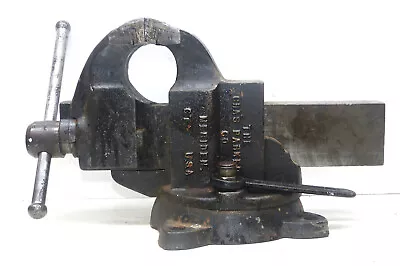 Vintage 3½” Charles Parker 973½ Swivel Base Bench Vise W/ Wrench INV17200 • $250