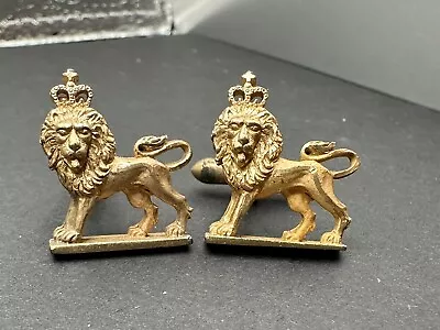 Vintage Swank Gold Lion Cufflinks Gold Tone Signed 1950's Leo • $8