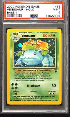 2000 Pokemon Base Set 2 18 Venusaur Holo Rare Pokemon TCG Card PSA 9 • $135