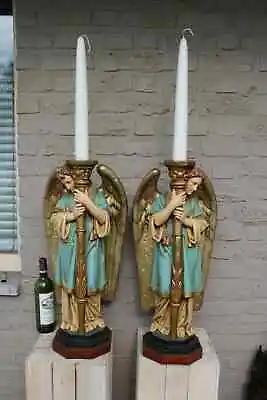 PAIR Antique XL 27  Archangel Church Religious Statue Angels Rare • $3496.50