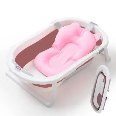 Baby 2 In 1 New-born Bath Pad Pink & Plastic Foldable Baby Bath Tub For Toddlers • £34.99