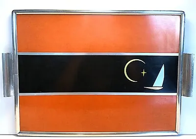 George Switzer Art Deco Machine Age Aluminum Inlaid Micarta Bar Tray   • $885