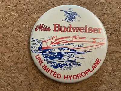 Vintage 1979 MISS BUDWEISER U-12 UNLIMITED Hydroplane Boat Pinback Button Pin  • $4.50