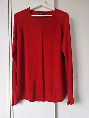 Mexx Size L Ladies Jumper Red Knit Linen Cotton Blend Round Neck Casual Quality  • £21.99