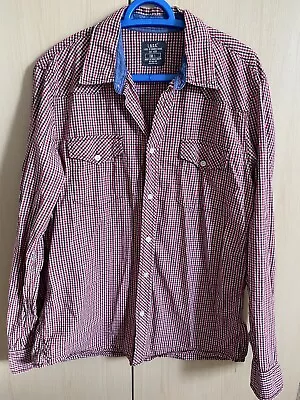 H&M LOGG Men’s Shirt Checked Red Maroon Size Large • £0.99