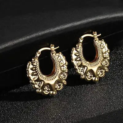 Premium Gold 18K GF 25mm Round Gypsy Creole Lightweight Earrings • £24.99