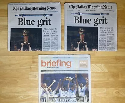 RARE Mavericks NBA Finals Champions 3 Dallas Newspapers Feb 2011 Framing HQ Set • $249