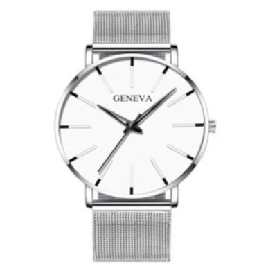 $12.39 • Buy 1PCS Men's Fashion Ultra Thin Watches Business Stainless Steel Mesh Alarm Watch