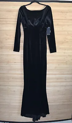 NWT Laura Byrnes Sz L 1930s Style Gown Black Velvet Pinup Couture Fishtail • $129.99