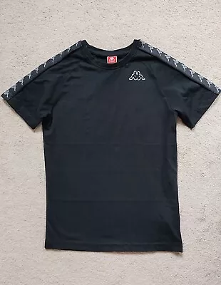 KAPPA Logo Stripe On Sleeve Black T-Shirt Size S • £6.99