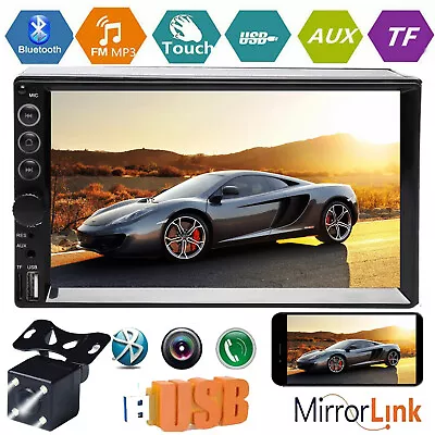 Bluetooth Player Stereo Radio Car 7'' 2 DIN MP5 Touch Screen Mirror Link For GPS • $56.07