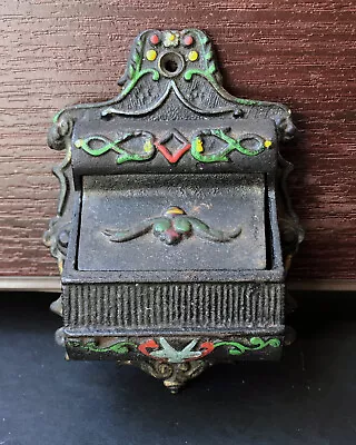 Vintage Wilton Cast Iron Match Holder & Match Striker Wall-Mount Hand-Painted • $34.99