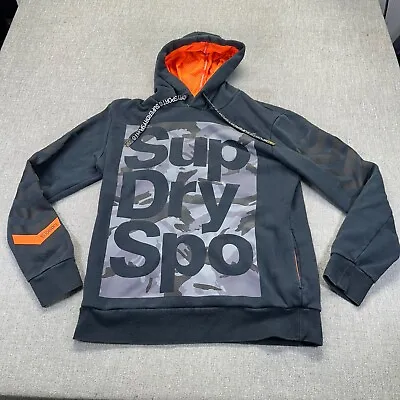 Super Dry Sport Hoodie Mens Large Gray Pullover Double Side Print • $24.55