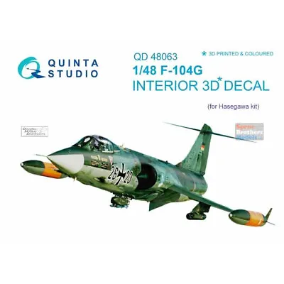 QTSQD48063 1:48 Quinta Studio Interior 3D Decal - F-104G Starfighter (HAS Kit) • $15.99