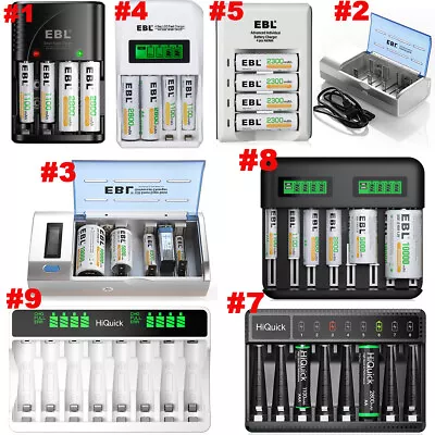 EBL 4 Slots / 8 Slots LCD Rechargeable Battery Charger For Ni-MH Ni-Cd AA AAA • $10.19