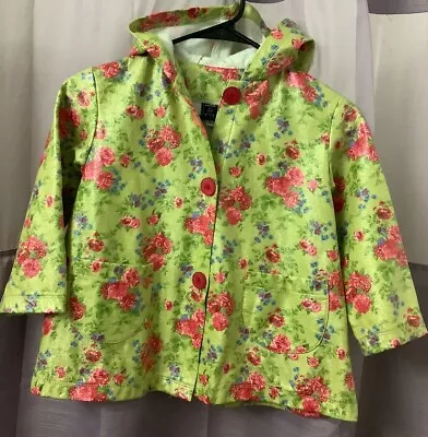 Girls Mack & Co Green Floral Coat 5 • $9.60