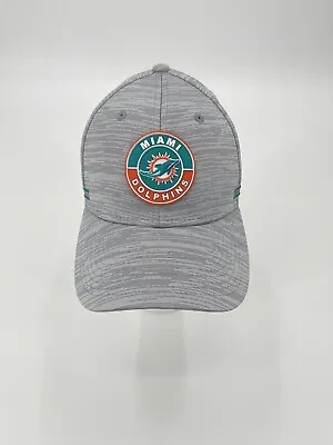 Miami Dolphins Rubber Logo All Grey W/ Aqua Brim Hat *flex Fit* • $19.99