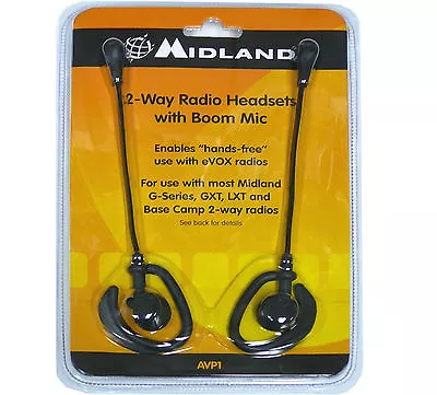 Midland AVP1 VOX Hands-Free Headset Microphones For FRS GMRS 2 Way Radios 2 Pack • $30.88