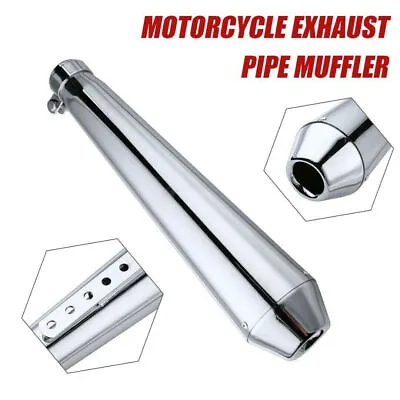 Universal Motorcycle Exhaust Pipe Muffler Silencer Chrome For Harley Cafe Racer • $42.66