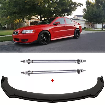 Front Bumper Lower Lip Spoiler Splitter + Strut Rods For Volvo S40 S60 S70 S80 • $99.11