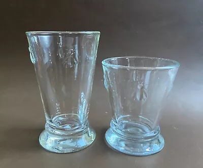 La Rochere Bee Drink Glasses Paris France Glassware 5.5” & 4”  Lot Of 2 • $17